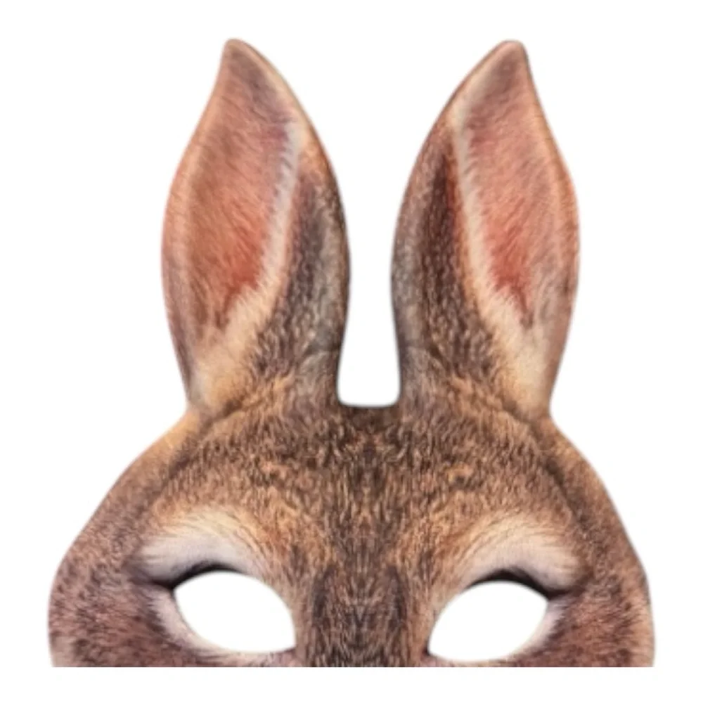 RABBIT MASK WITH REALISTIC FUR DESIGN KIDS NEW